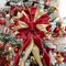 Large Christmas Tree Topper Bow 53x13 Inch Red & Gold Glitter Ribbon Bow with Streamers – Handmade Xmas Tree Topper Bow Decoration for Christmas Tree, Wreath, Door, Staircase, Mantel & Holiday Home Decor
